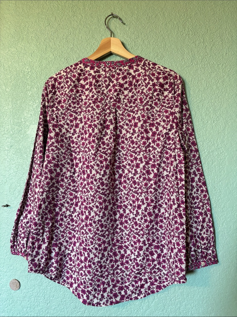 J. Crew Purple Floral Button-Placket Long Sleeve Tunic Women’s Size S Like New - Picture 3 of 8